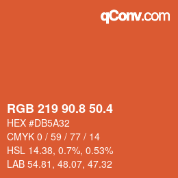 カラーコード: RGB 219 90.8 50.4 | qconv.com