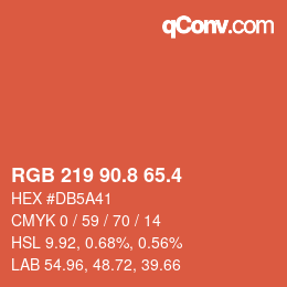 カラーコード: RGB 219 90.8 65.4 | qconv.com