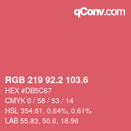 カラーコード: RGB 219 92.2 103.6 | qconv.com