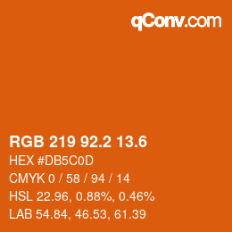 カラーコード: RGB 219 92.2 13.6 | qconv.com