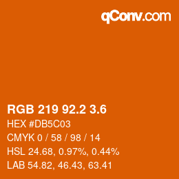 カラーコード: RGB 219 92.2 3.6 | qconv.com