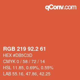 カラーコード: RGB 219 92.2 61 | qconv.com