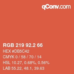 カラーコード: RGB 219 92.2 66 | qconv.com