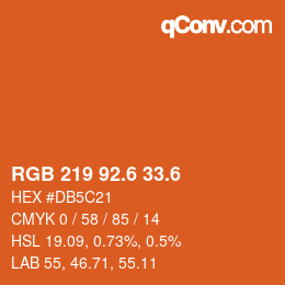カラーコード: RGB 219 92.6 33.6 | qconv.com