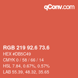 カラーコード: RGB 219 92.6 73.6 | qconv.com