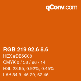 カラーコード: RGB 219 92.6 8.6 | qconv.com