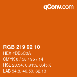 カラーコード: RGB 219 92 10 | qconv.com