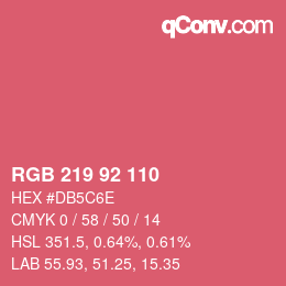 颜色代码: RGB 219 92 110 | qconv.com