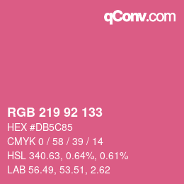 颜色代码: RGB 219 92 133 | qconv.com