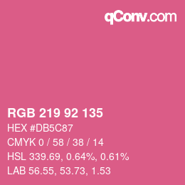 颜色代码: RGB 219 92 135 | qconv.com
