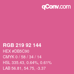 カラーコード: RGB 219 92 144 | qconv.com