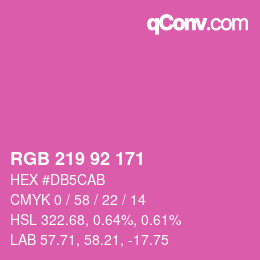 颜色代码: RGB 219 92 171 | qconv.com