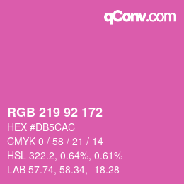 カラーコード: RGB 219 92 172 | qconv.com