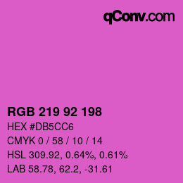 颜色代码: RGB 219 92 198 | qconv.com
