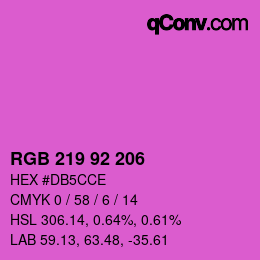 カラーコード: RGB 219 92 206 | qconv.com