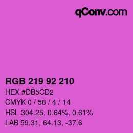 カラーコード: RGB 219 92 210 | qconv.com