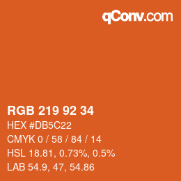 カラーコード: RGB 219 92 34 | qconv.com