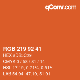Color code: RGB 219 92 41 | qconv.com