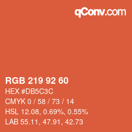 カラーコード: RGB 219 92 60 | qconv.com