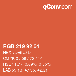 カラーコード: RGB 219 92 61 | qconv.com