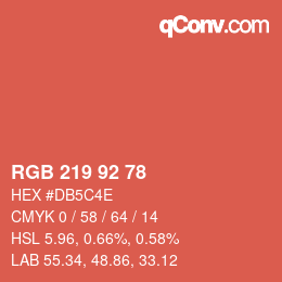 颜色代码: RGB 219 92 78 | qconv.com