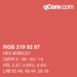颜色代码: RGB 219 92 87 | qconv.com