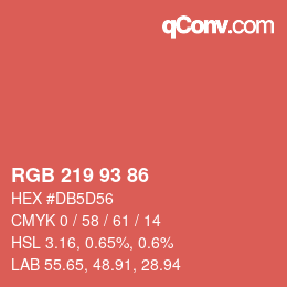カラーコード: RGB 219 93 86 | qconv.com