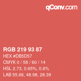 Color code: RGB 219 93 87 | qconv.com