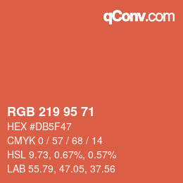 颜色代码: RGB 219 95 71 | qconv.com