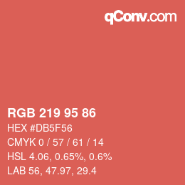 Color code: RGB 219 95 86 | qconv.com
