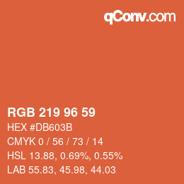 Código de color: RGB 219 96 59 | qconv.com