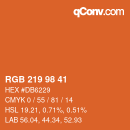 Color code: RGB 219 98 41 | qconv.com