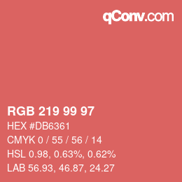 Color code: RGB 219 99 97 | qconv.com