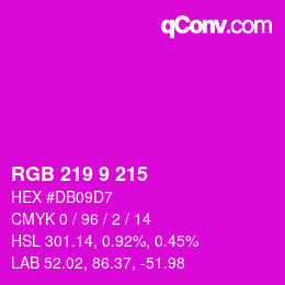 カラーコード: RGB 219 9 215 | qconv.com