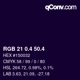 カラーコード: RGB 21 0.4 50.4 | qconv.com