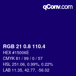カラーコード: RGB 21 0.8 110.4 | qconv.com