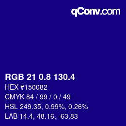 カラーコード: RGB 21 0.8 130.4 | qconv.com