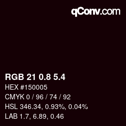 カラーコード: RGB 21 0.8 5.4 | qconv.com