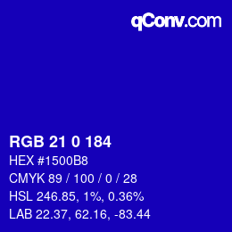 Color code: RGB 21 0 184 | qconv.com