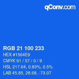カラーコード: RGB 21 100 233 | qconv.com