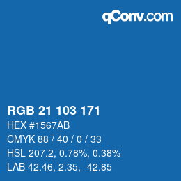 Color code: RGB 21 103 171 | qconv.com