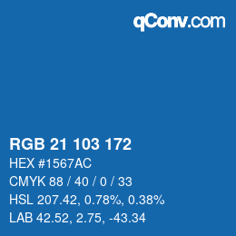 Color code: RGB 21 103 172 | qconv.com