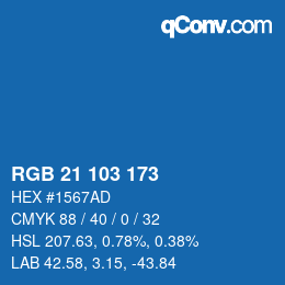 Color code: RGB 21 103 173 | qconv.com