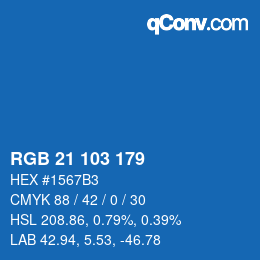 Color code: RGB 21 103 179 | qconv.com