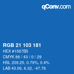 カラーコード: RGB 21 103 181 | qconv.com