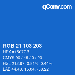 Color code: RGB 21 103 203 | qconv.com