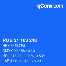 Color code: RGB 21 103 248 | qconv.com