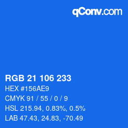 Color code: RGB 21 106 233 | qconv.com