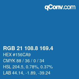 カラーコード: RGB 21 108.8 169.4 | qconv.com