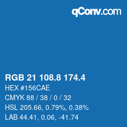 カラーコード: RGB 21 108.8 174.4 | qconv.com